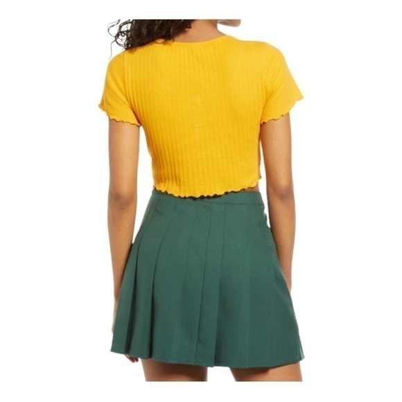 𝅺bp POINTELLE RIB CROP HENLEY IN ORANGE SLICE - Picture 2 of 13